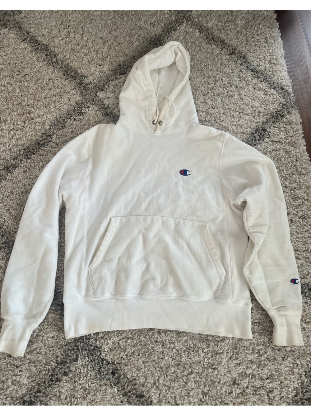 Champion Off-White Hoodie with Small Logo
